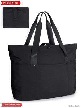 Foldable Water Resistant Polyester Travel Tote Bag with Zipper & 6 Pockets